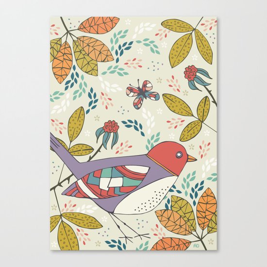 Bird and Butterfly Canvas Print