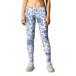 Chinoiserie Vines in Delft Blue + White Leggings | Graphicdesign, Preppyblue, Holland, Bluefloral, Vines, Botanical, Chinesechippendale, Asian, Delft, Floral 