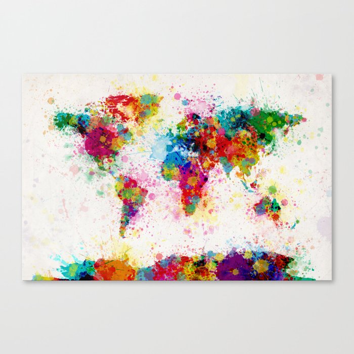 Map of the World Map Paint Splashes Canvas Print