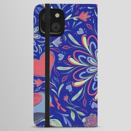Flower mandala with bird  iPhone Wallet Case
