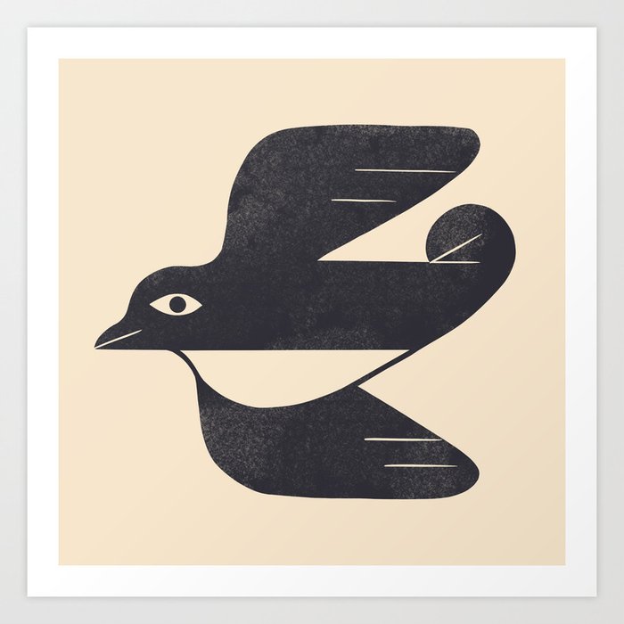 Minimal Blackbird No. 4 Art Print