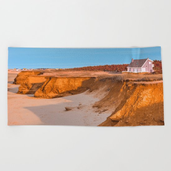 Thunder Cove Beach Cliffs - Golden Pastel Hour Beach Towel