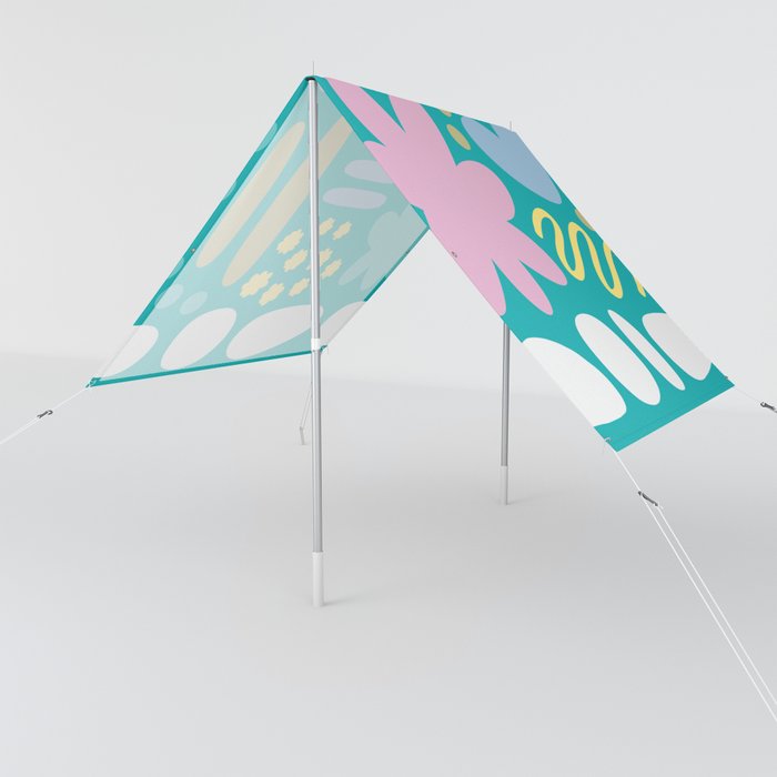 Abstract vintage color shapes collection 4 Sun Shade