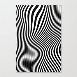 Retro Shapes And Lines Black And White Optical Art Canvas Print