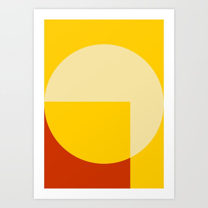 Brick Red Deep Yellow / Minimal Geometric  Art Print