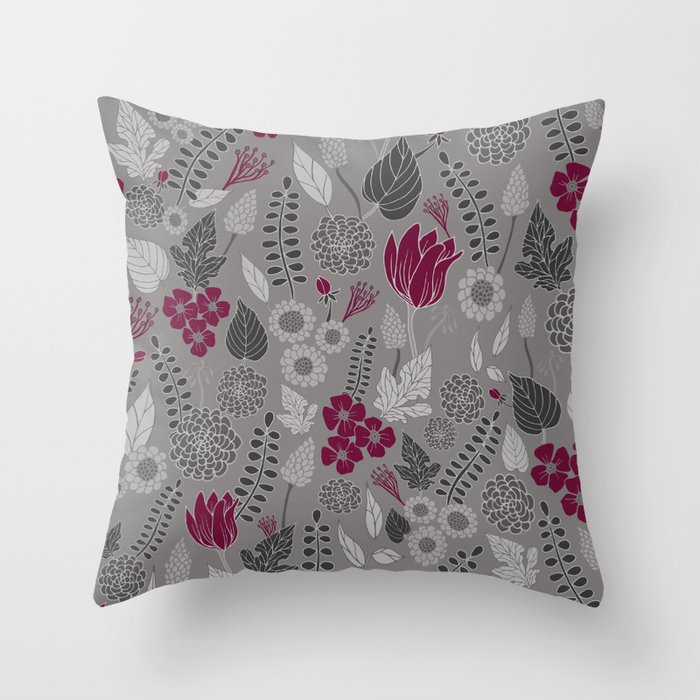Burgundy and gray throw hot sale pillows