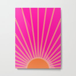 Sun Print Sunrise Hot Pink And Orange Sunshine Retro Sun Wall Art Vintage Boho Abstract Modern Decor Metal Print | Popart, 70S, Colorful, Graphicdesign, Gift, Sunrise, Bohemian, Sunset, Hippy, 1960S 