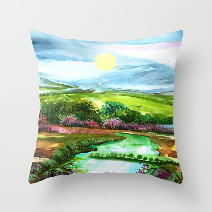 Colorful Landscape 5 Throw Pillow