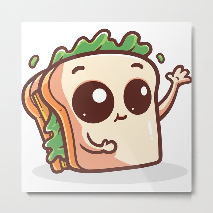 Cute Sandwich Illustration Metal Print