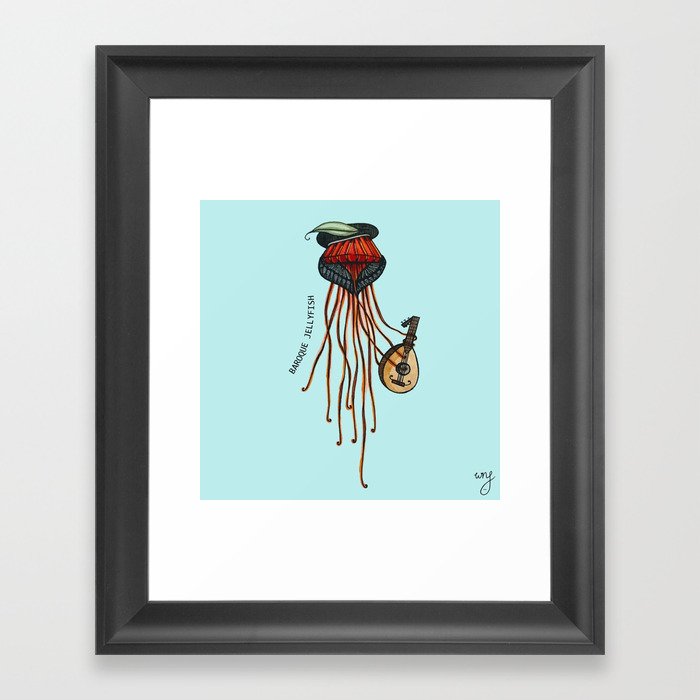 Cute underwater monsters - the Baroque Jellyfish  Framed Art Print