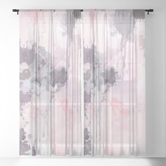 Modern Contemporary soft Pastel Pink Grey Abstract Sheer Curtain