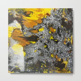 Encuentro 2 Metal Print | Painting, Gold, White, Yellow, Black 