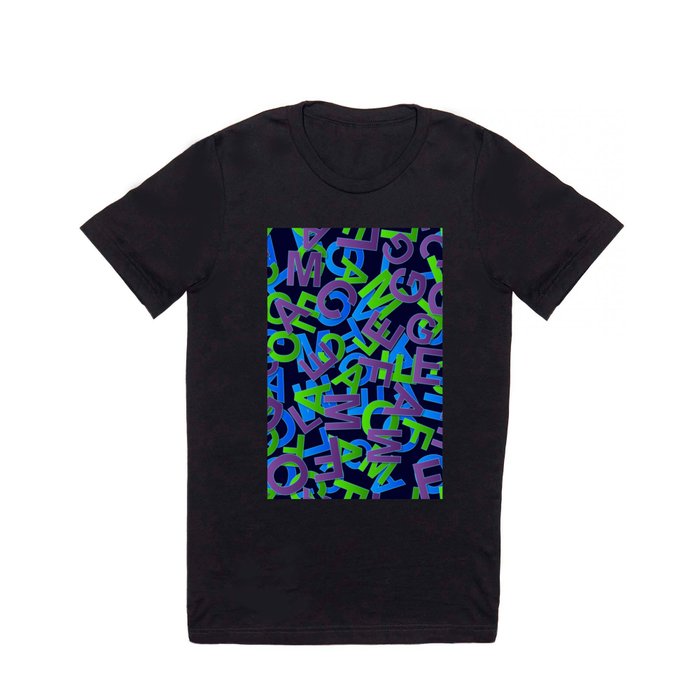 Blue & Purple Color Alphabet Design T Shirt