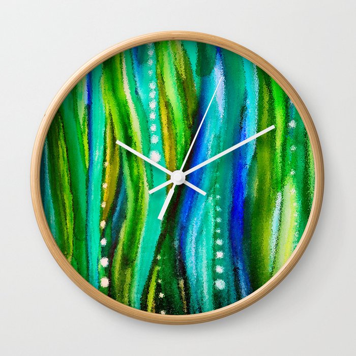 Sea Grass Alcohol Ink Painting Wall Clock