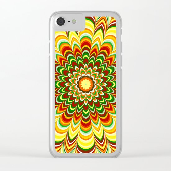 Colorful flower striped mandala Clear iPhone Case