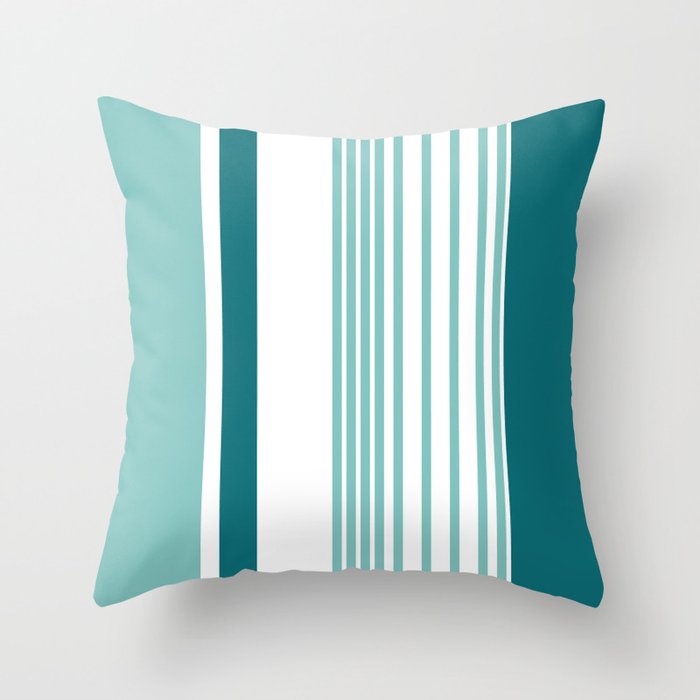 Seafoam & Teal Colorblock Striped Pattern Throw Pillow