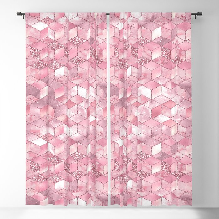 Luxury Pink Geometric Pattern Blackout Curtain