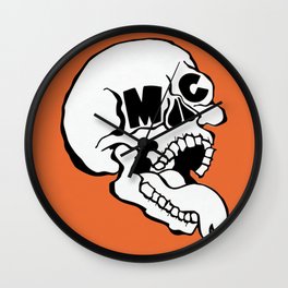 Orange ArtByMc Skull Wall Clock