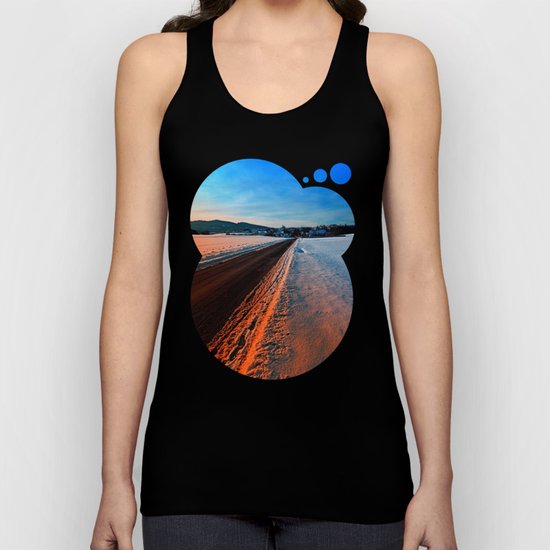 Winter road at sundown Unisex Tank Top