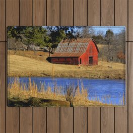Country Red Barn, and Cobalt Blue Water Outdoor Rug
