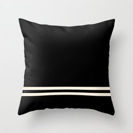 Double Cuff Stripe Nearly Solid Minimalist Pattern in Black and Almond Cream Throw Pillow
