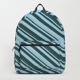 [ Thumbnail: Dark Slate Gray & Light Blue Colored Lines Pattern Backpack ]