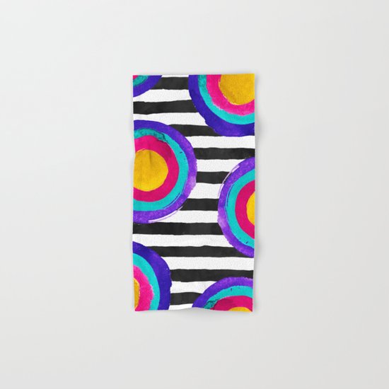 Watercolor stripes and circles Hand & Bath Towel