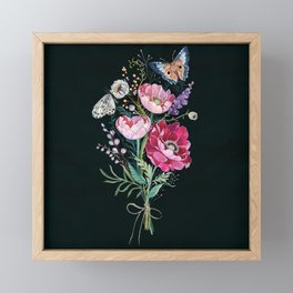 Butterfly Floral Bouquet Framed Mini Art Print