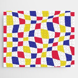 Warped Checkered Pattern (red/blue/yellow) Jigsaw Puzzle