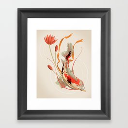 Koi Meigetsu Red Framed Art Print