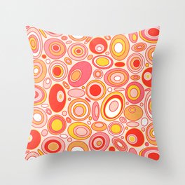 Mid Century Geometric - Ovals and Circles // Girly Colors // Pink, Orange, Yellow, Peach Throw Pillow
