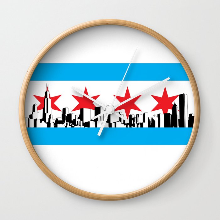 New Chicago Flag Wall Clock