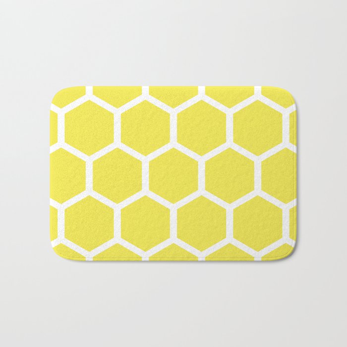 Honeycomb Pattern Lemon Yellow Bath Mat By Wackapacka Society6 Honeycomb Pattern Lemon Yellow Bath Mat