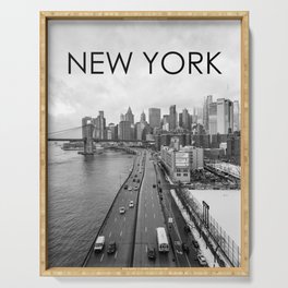 New York City | Black and White Photography | Lower Manhattan Views Serving Tray