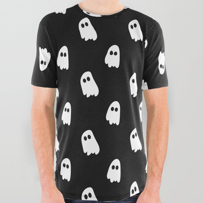 Black and White Ghosts All Over Graphic Tee