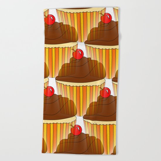 Cupcake Display Beach Towel