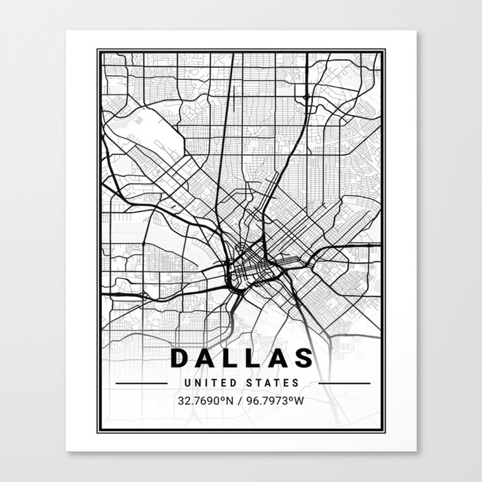 Dallas tourist map Canvas Print