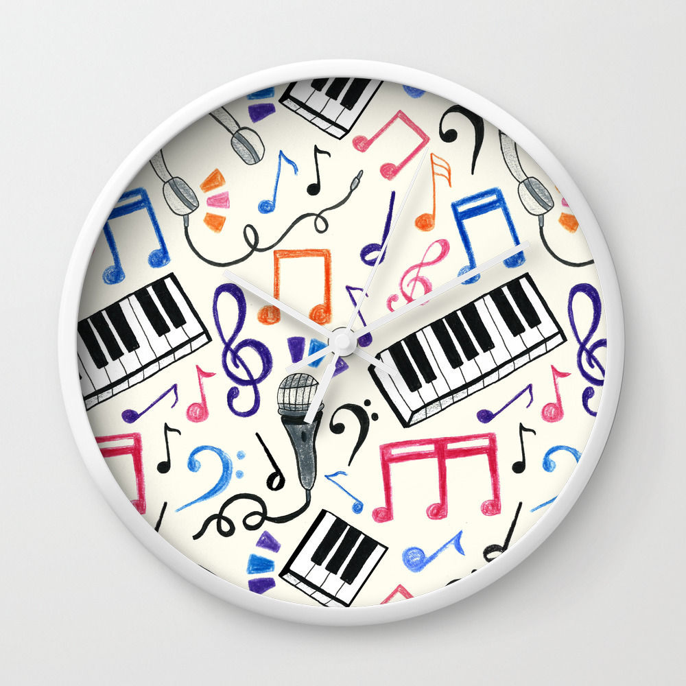 Good Beats Music Notes Symbols Wall Clock By Tangerinetane Society6