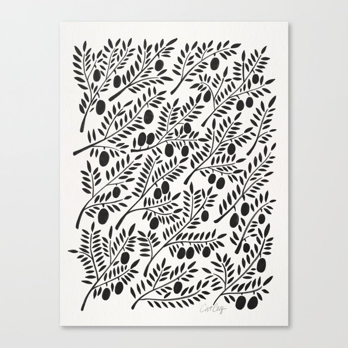 Black Olive Branches Canvas Print