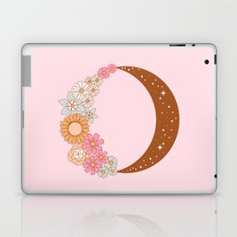 Floral Moon on Pink Laptop Skin