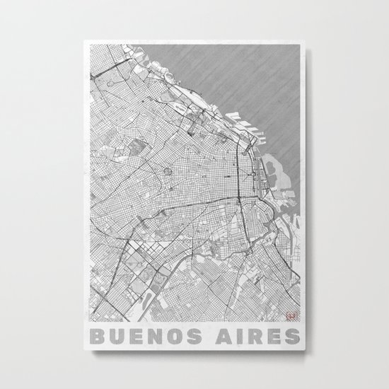 Buenos Aires Map Line Metal Print