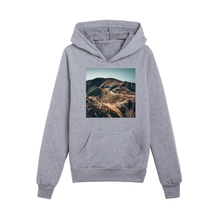 Mountain coastal road and cliffs in La Gomera Spain Kids Pullover Hoodie