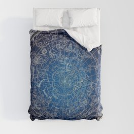 Vintage Celestial Constellations 17th Cenurty Star Map - Star Chart of the Constellations Duvet Cover