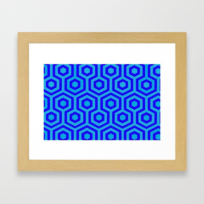 Hexagonal Blue Framed Art Print