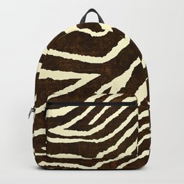 ZEBRA IN WINTER BROWN AND WHITE Backpack | Pattern, Animal, Print, Acrylic, Stripes, Abstract, Vintage, Africa, Painting, Watercolor 