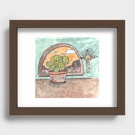 New Mexico Sunset With Cactus & Cross Recessed Framed Print