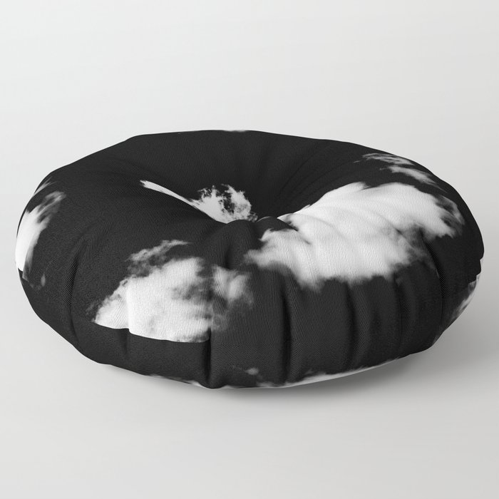 White Clouds Black Sky, Heaven Pattern Design Floor Pillow