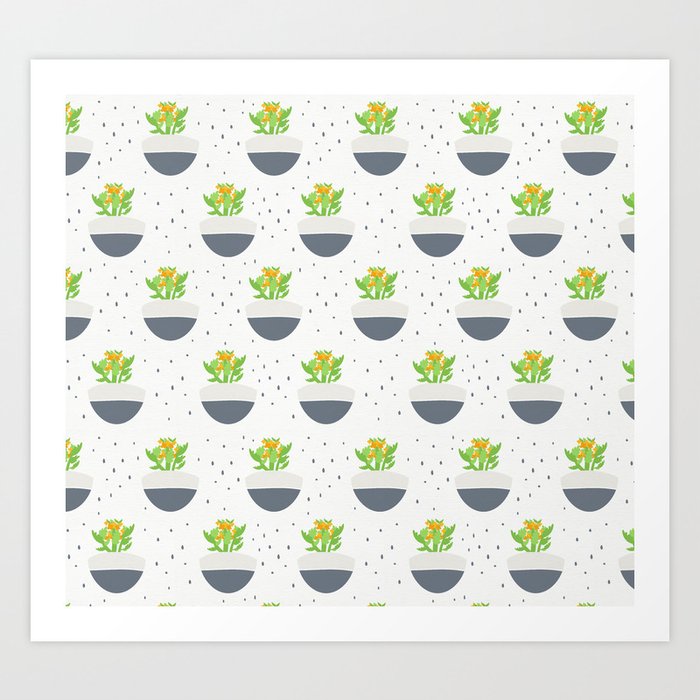 Potted Succulent Kalanchoe Illustrated Pattern