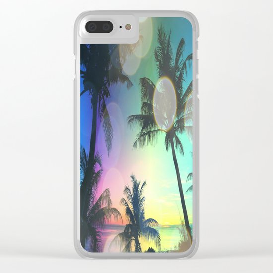 Summer Dreams : Pastel Palm Trees Clear iPhone Case