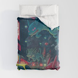 Aliens attack the city of the future 9 Duvet Cover